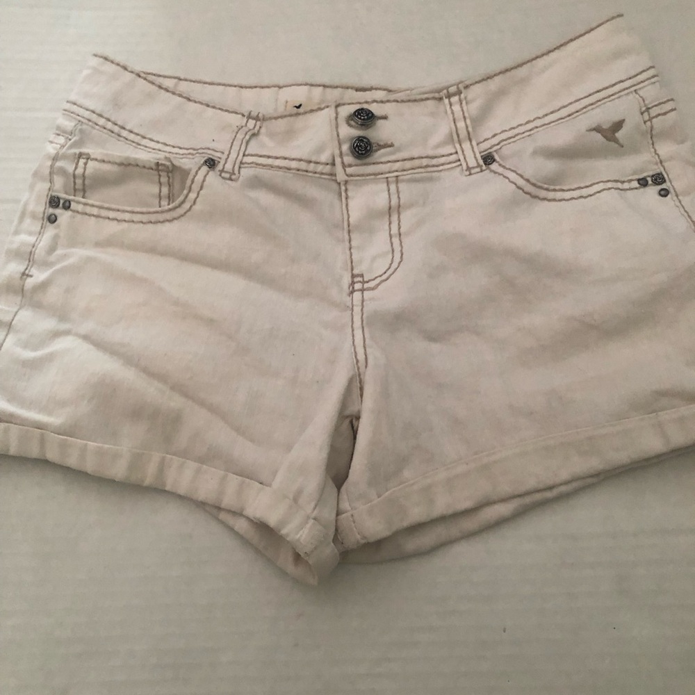Grane Cream Jean Shorts Casual Summer Style